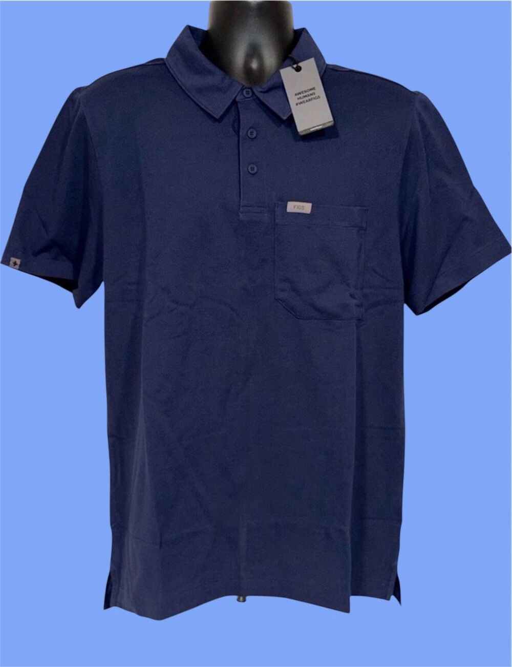 Figs Pro NWT men’s Size S Navy Pique Polo Technical Scrub Medical